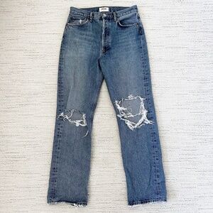 AGOLDE | ‘90s Distressed Mid-Rise Straight Leg Jeans Loose Fit | 27 | Blue